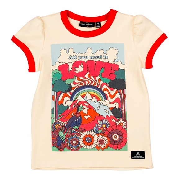 Rock Your Kid All You Need is Love Beetles Rock and Roll Tee - Picture 1 of 2